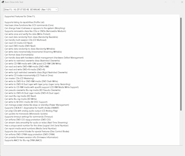 BurnDriveInfo Developer Component